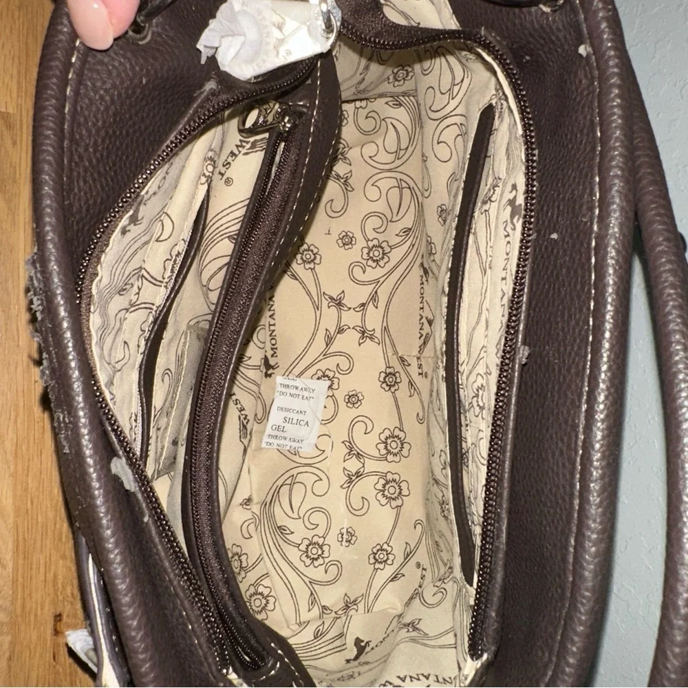 MONTANA WEST Satchel Brown Concealed Carry Shoulder Bag embroidered Read desc - Picture 3 of 12